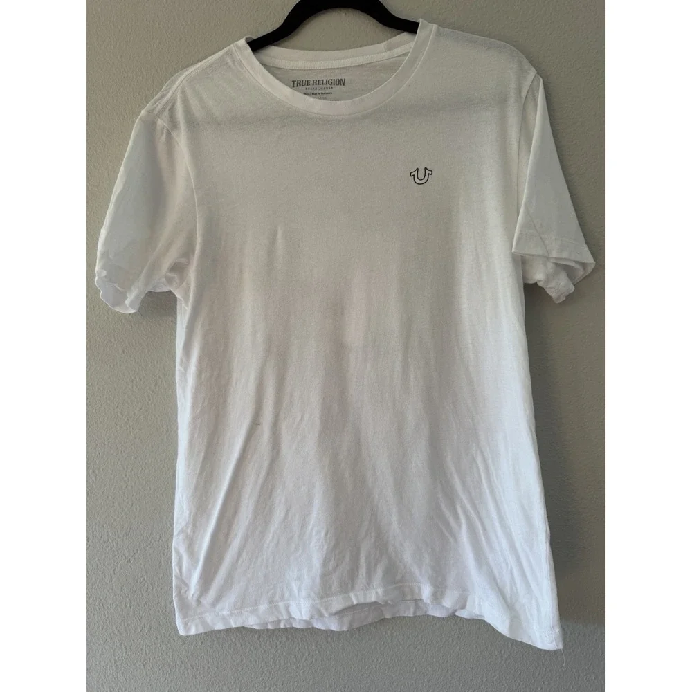 True Religion Cross Arch T-Shirt‎ Size Small White 100% Cotton